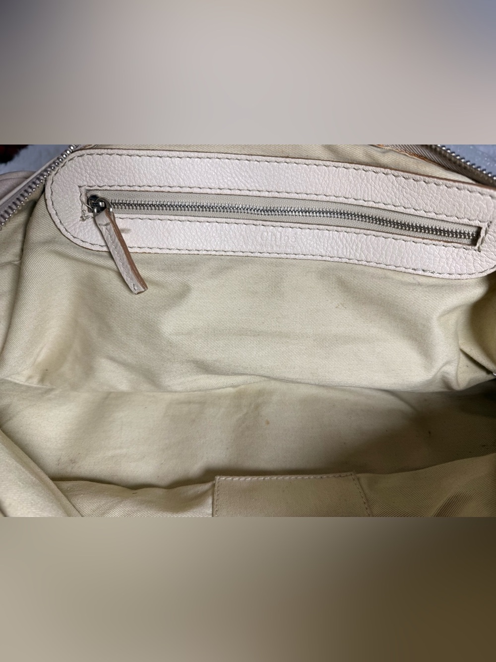 Chloe Cream Leather Padlock Shoulder Bag - Picture 9 of 13